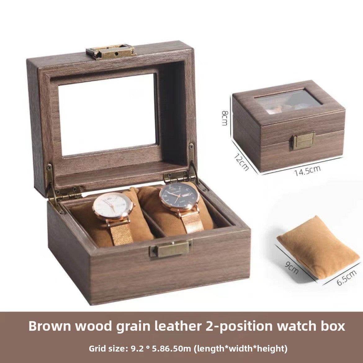 Leather Watch Box with Glass Top and Soft Pillows