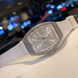 Barrel-Shaped Quartz Women's Watch with Diamond Accents