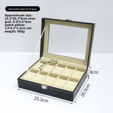Leather Watch Box with Glass Top and Soft Pillows