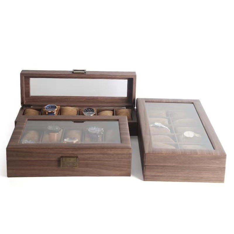 Leather Watch Box with Glass Top and Soft Pillows