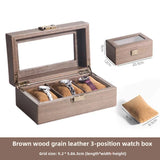 Leather Watch Box with Glass Top and Soft Pillows