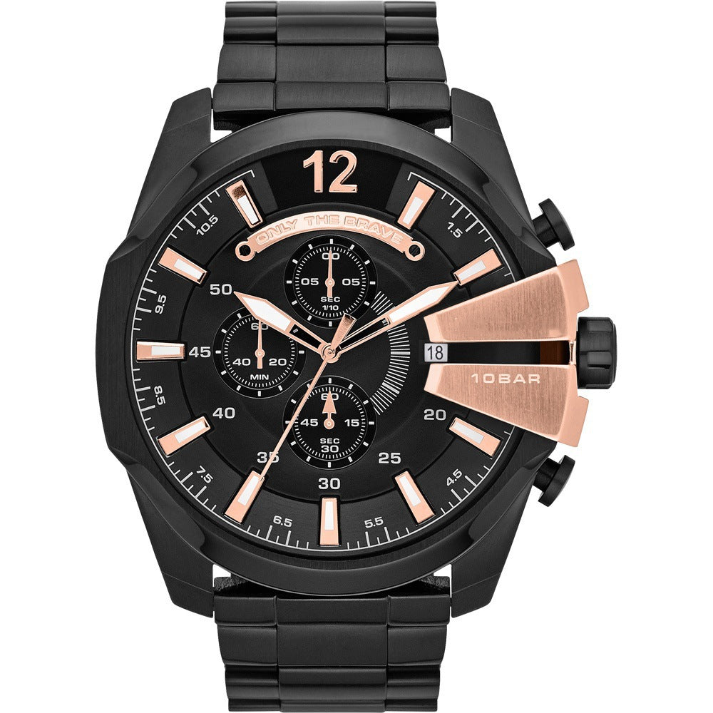 Men's Chronograph Quartz Watch with Stainless Steel Strap