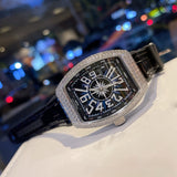 Barrel-Shaped Quartz Women's Watch with Diamond Accents