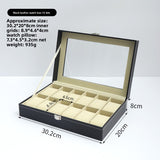 Leather Watch Box with Glass Top and Soft Pillows