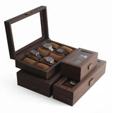 Leather Watch Box with Glass Top and Soft Pillows
